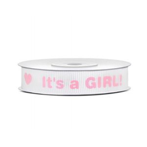 Wstążka rypsowa PartyDeco It's a Girl!, 12mm x 10m